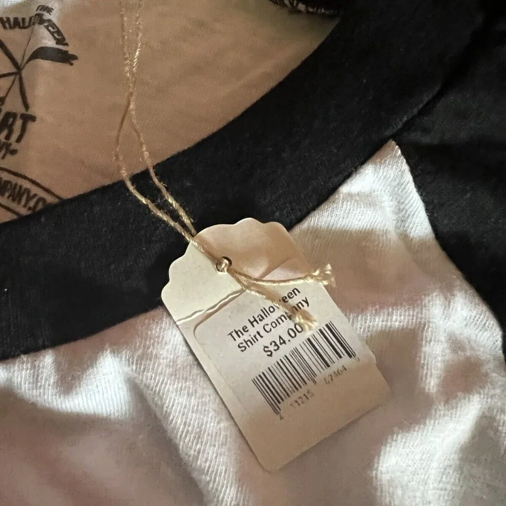 Halloween sexy‎ Witch white and black T-Shirt Long Sleeve Women size S,M,L